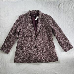 TALBOTS‎ Womens Purple Tweed Blazer Classic Jacket 16 Petite NWT Officecore